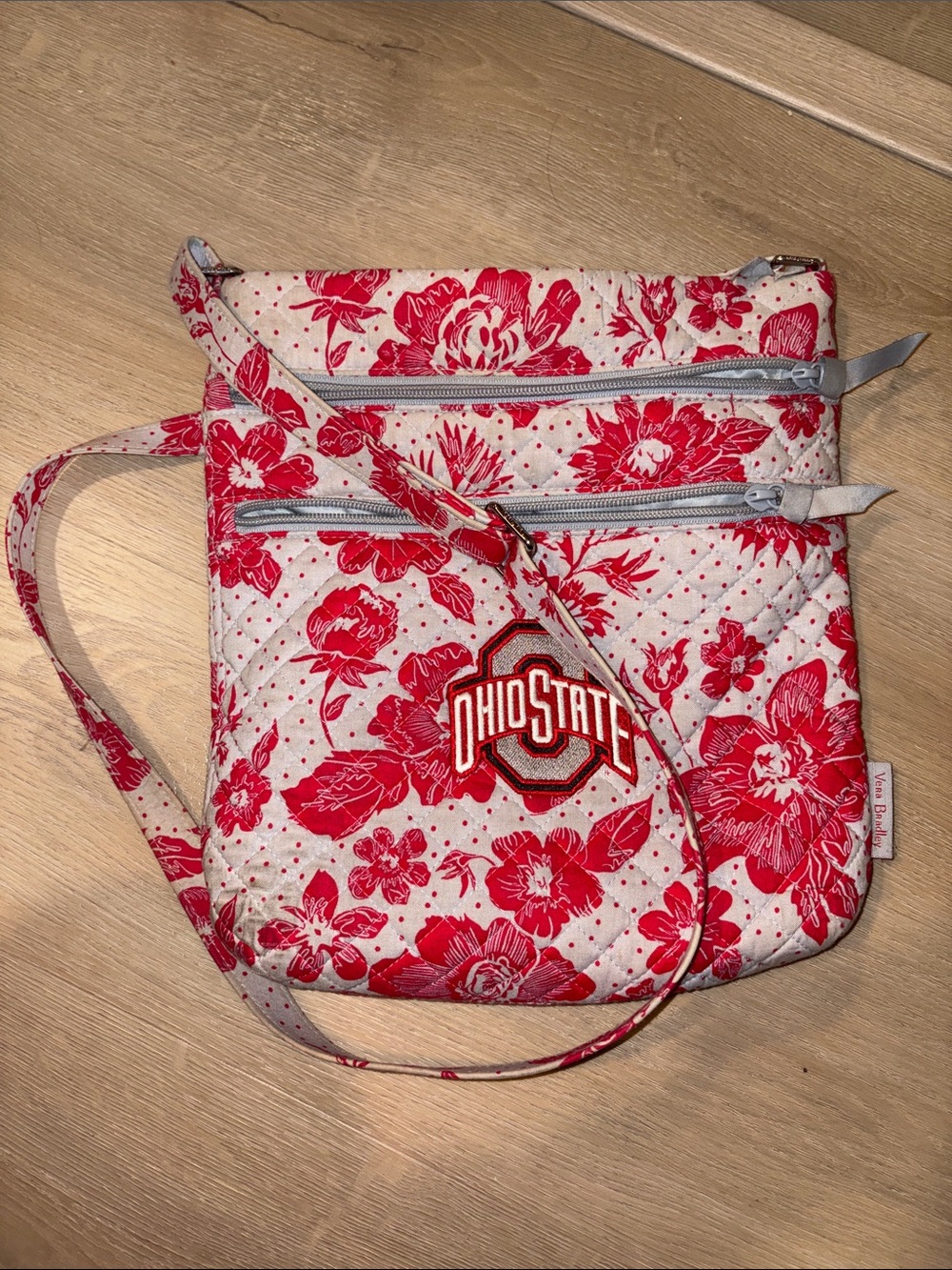 Vera Bradley Red Floral Ohio State Quilted Crossbody